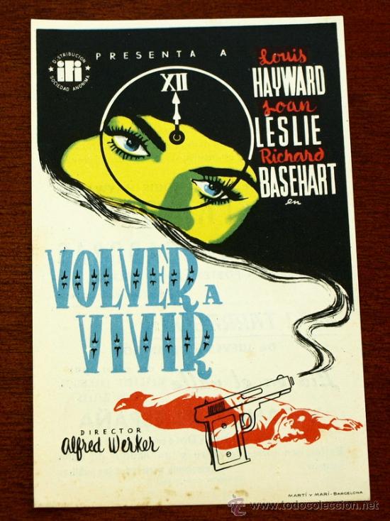Foglietti di film di film antichi di cinema: VOLVER A VIVIR  - con impreso al dorso -