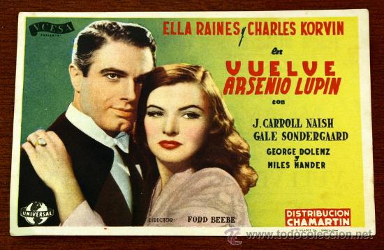 Foglietti di film di film antichi di cinema: VUELVE ARSENIO LUPIN  - con impreso al dorso -