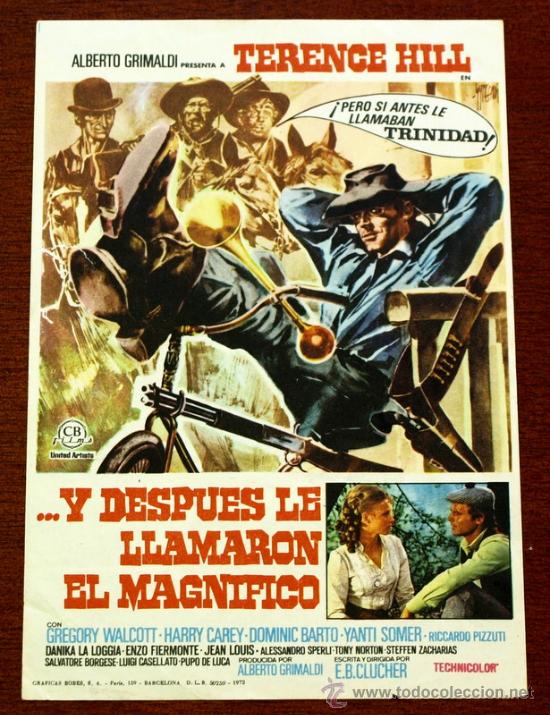 Folhetos de m&atilde;o de filmes antigos de cinema: Y DESPUES LE LLAMARON EL MAGNIFICO  - sin impreso al dorso -