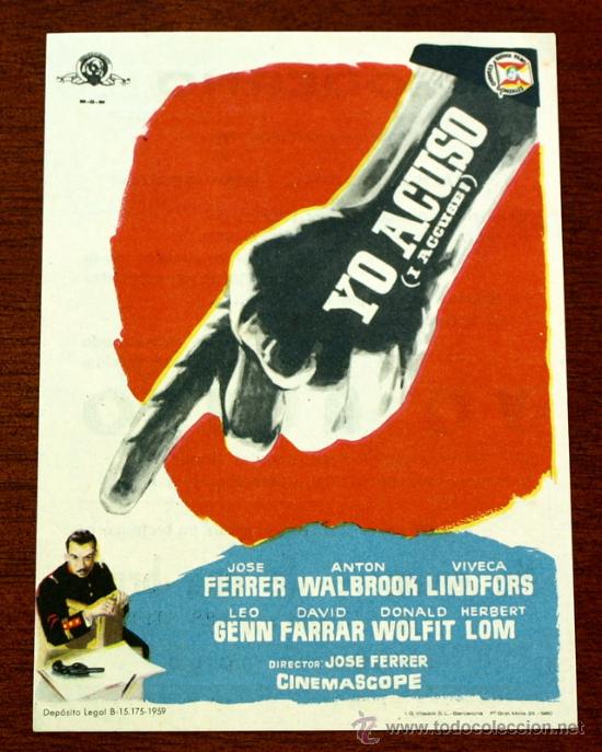 Foglietti di film di film antichi di cinema: YO ACUSO  - con impreso al dorso -