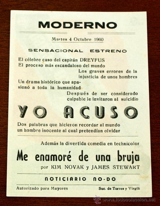 Cine: YO ACUSO  - con impreso al dorso - - Foto 2