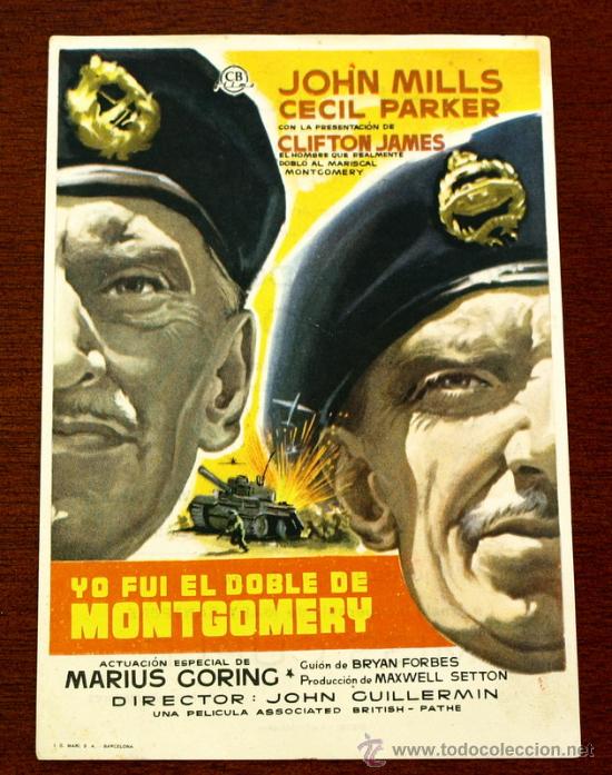 Foglietti di film di film antichi di cinema: YO FUI EL DOBLE DE MONTGOMERY  - con impreso al dorso -