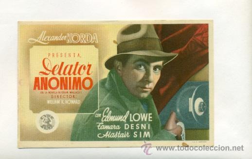 Cine: DELATOR ANONIMO - PROGRAMA ORIGINAL SIN PUBLICIDAD - Foto 1
