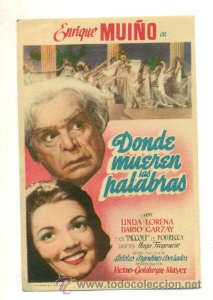 Cine: DONDE MUEREN LAS PALABRAS  - PROGRAMA ORIGINAL SIN PUBLICIDAD - - Foto 1