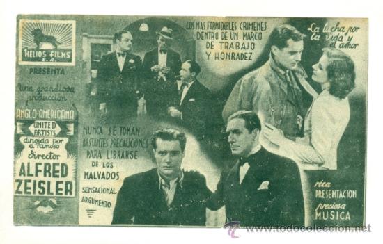Cine: CRIMENES EN LONDRES  - PROGRAMA ORIGINAL DOBLE   CON  PUBLICIDAD - - Foto 2
