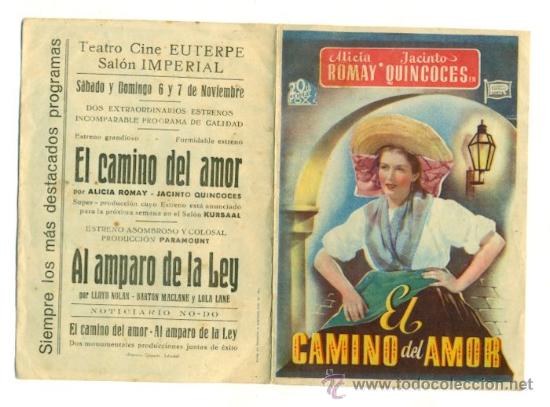 Cine: CAMINO DEL AMOR , EL  - PROGRAMA ORIGINAL DOBLE   CON  PUBLICIDAD - - Foto 1
