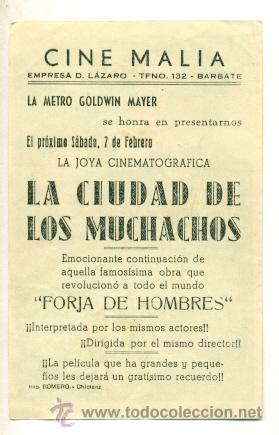 Cine: CIUDAD DE LOS MUCHACHOS , LA   - PROGRAMA ORIGINAL    CON  PUBLICIDAD - - Foto 2