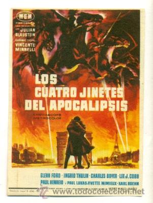 Cine: CUATRO JINETES DEL APOCALIPSIS - PROGRAMA ORIGINAL   CON  PUBLICIDAD - - Foto 1