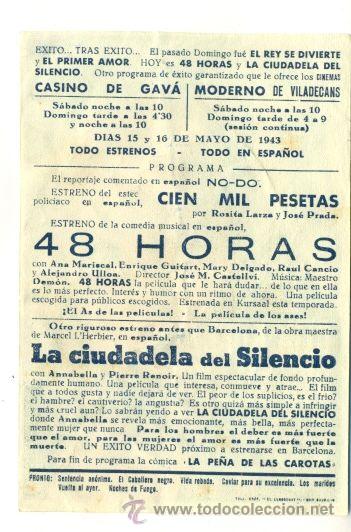 Cine: CIUDADELA DEL SILENCIO , LA - PROGRAMA ORIGINAL   CON  PUBLICIDAD - - Foto 2
