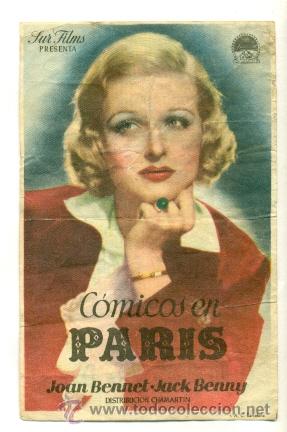 Cine: COMICOS EN PARIS  - PROGRAMA ORIGINAL   CON  PUBLICIDAD - - Foto 1