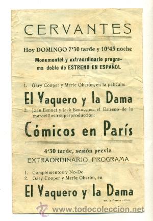 Cine: COMICOS EN PARIS  - PROGRAMA ORIGINAL   CON  PUBLICIDAD - - Foto 2