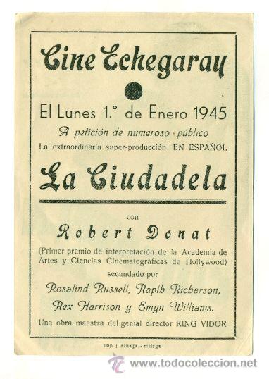 Cine: CIUDADELA , LA  - PROGRAMA ORIGINAL   CON  PUBLICIDAD - IMPECABLE ESTADO - Foto 2