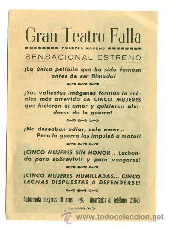 Cine: 5 MUJERES MARCADAS  - PROGRAMA ORIGINAL   CON  PUBLICIDAD - IMPECABLE ESTADO - Foto 2
