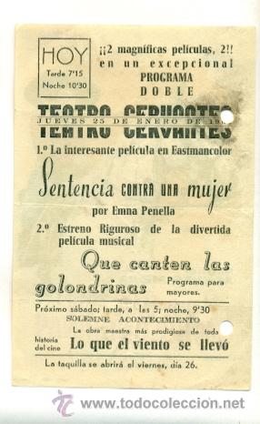 Cine: QUE CANTEN LAS GOLONDRINAS - PROGRAMA ORIGINAL     CON   PUBLICIDAD - - Foto 2