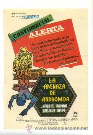 Cine: AMENAZA DE ANDROMEDA , LA - PROGRAMA ORIGINAL SIN PUBLICIDAD - ESTADO IMPECABLE - Foto 1