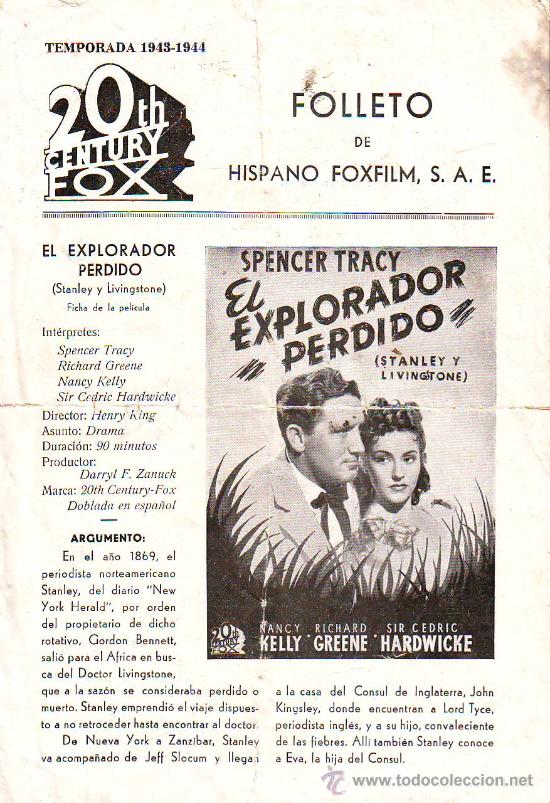 Cine: el explorador perdido folleto doble