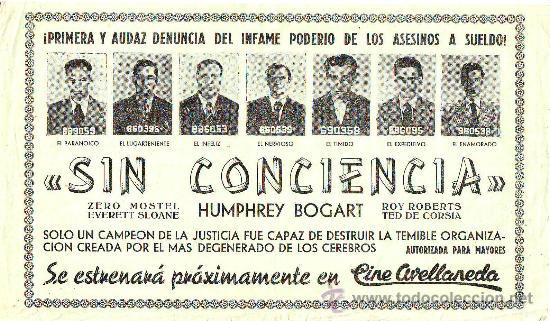 Flyers Publicitaires de Films Anciens: SIN CONCIENCIA
