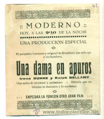 Cine: DAMA EN APUROS - PROGRAMA DOBLE ORIGINAL CON PUBLICIDAD - BE - Foto 2