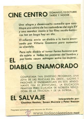 Cine: DIABLO ENAMORADO - PROGRAMA ORIGINAL CON PUBLICIDAD - BE - Foto 2