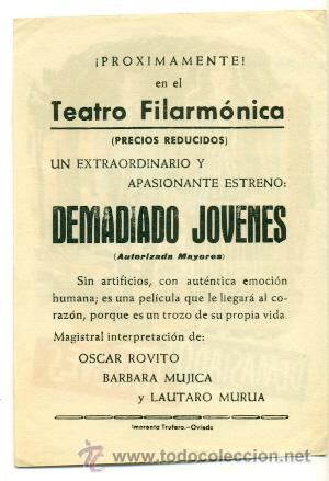 Cine: DEMASIADO JOVENES     - PROGRAMA    ORIGINAL CON PUBLICIDAD  - MBE - Foto 2