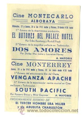 Cine: DOS AMORES  - PROGRAMA   ORIGINAL CON PUBLICIDAD  -ESTADO IMPECABLE - Foto 2