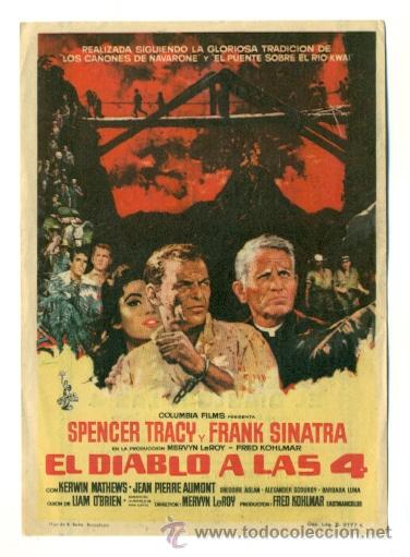 Cine: DIABLO A LAS 4  - PROGRAMA   ORIGINAL CON PUBLICIDAD  -ESTADO IMPECABLE - Foto 1