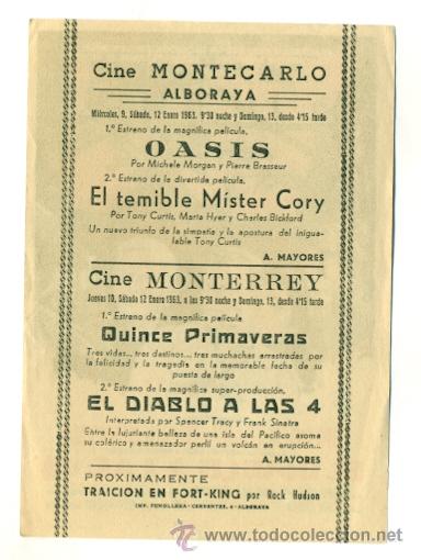 Cine: DIABLO A LAS 4  - PROGRAMA   ORIGINAL CON PUBLICIDAD  -ESTADO IMPECABLE - Foto 2