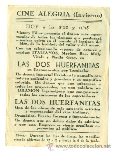 Cine: DOS HUERFANITAS   - PROGRAMA   ORIGINAL CON PUBLICIDAD  - - Foto 2