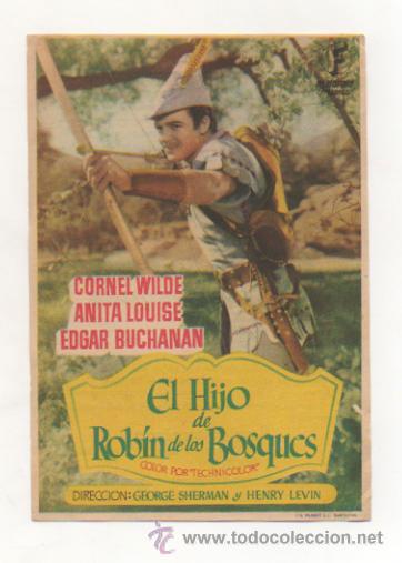 Kino: EL HIJO DE ROB&Iacute;N DE LOS BOSQUES. CINE LICEO - MALGRAT. 1950.