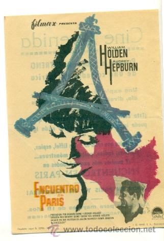 Cine: ENCUENTRO EN PARIS  - PROGRAMA ORIGINAL CON PUBLICIDAD - ESTADO IMPECABLE - Foto 1