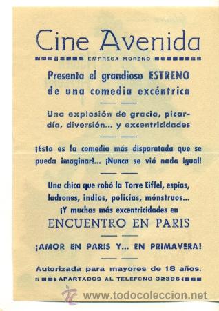 Cine: ENCUENTRO EN PARIS  - PROGRAMA ORIGINAL CON PUBLICIDAD - ESTADO IMPECABLE - Foto 2