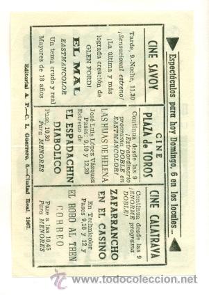 Cine: ESPADACHIN DIABOLICO - PROGRAMA ORIGINAL CON PUBLICIDAD - - Foto 2