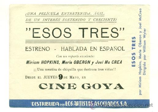 Cine: ESOS TRES   - PROGRAMA ORIGINAL CON PUBLICIDAD - - Foto 2