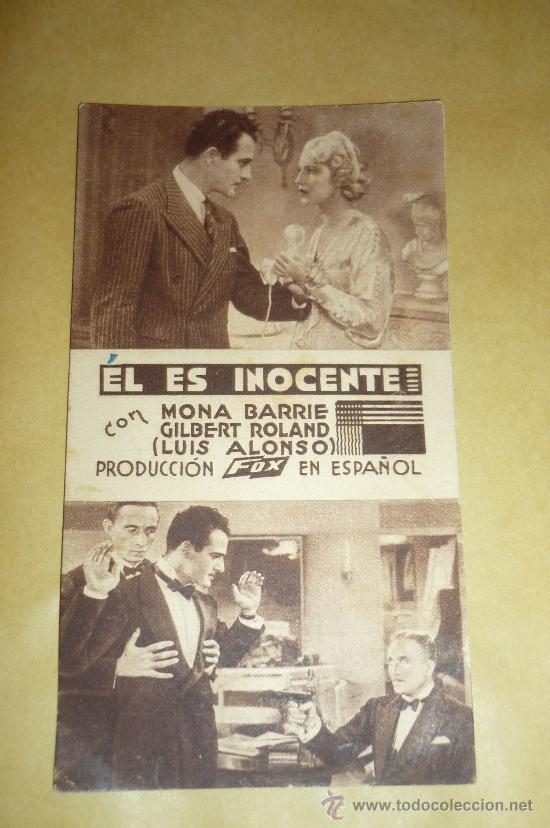 Cinema: programa cine   -el es inocente,1936 ,con publicidad .