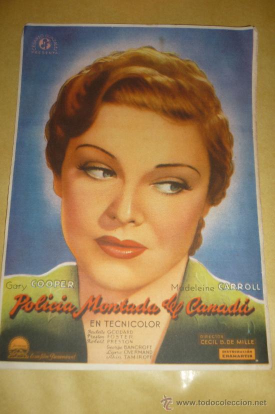 Cinema: programa cine -Polic&iacute;a Montada del Cand&aacute;. Sencillo 19x14  con publicidad