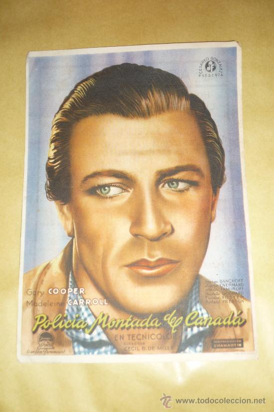 Cinema: programa cine -Polic&iacute;a Montada del Cand&aacute;. Sencillo 19x14  con publicidad