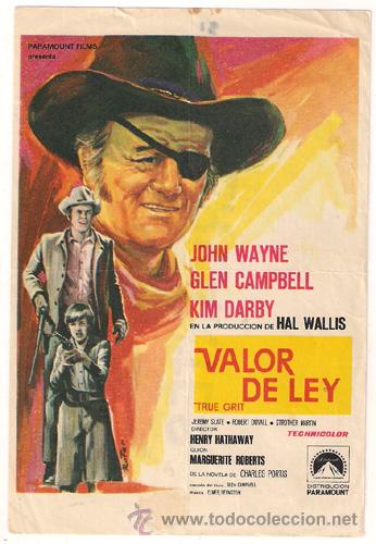Cine: PTCC 514 VALOR DE LEY PROGRAMA SENCILLO PARAMOUNT JOHN WAYNE raro - Foto 1