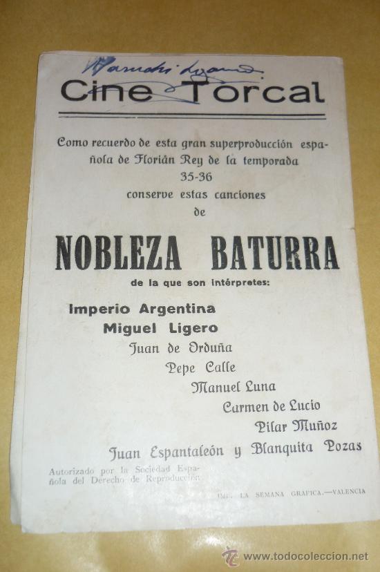 Cine: programa  cine doble,NOBLEZA BATURRA PROGRAMA DOBLE CANCIONERO. algo sobado pero . - Foto 2