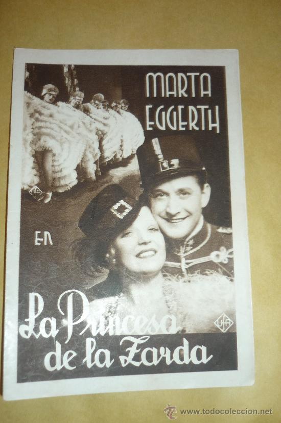 Cine: programa cine doble -LA PRINCESA DE LA ZARDA, MARTA EGGERTH-con publicidad excelente estado, - Foto 1