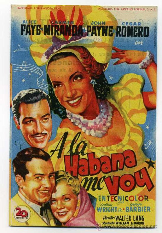 Kino: A LA HABANA ME VOY, con Carmen Miranda.