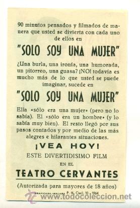 Cine: SOLO SOY UNA MUJER - PROGRAMA ORIGINAL CON PUBLICIDAD - IMPECABLE - Foto 2