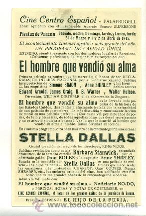 Cine: HOMBRE QUE PERDIO SU ALMA, EL  - PROGRAMA ORIGINAL CON PUBLICIDAD  - IMPECABLE - Foto 2