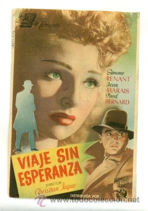 Cine: VIAJE SIN ESPERANZA - PROGRAMA ORIGINAL CON PUBLICIDAD - DF. - Foto 1