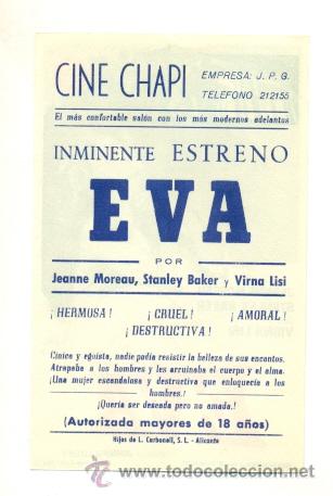 Cine: EVA DE JEANNE MOREAU   - PROGRAMA ORIGINAL CON PUBLICIDAD - IMPECABLE - Foto 2