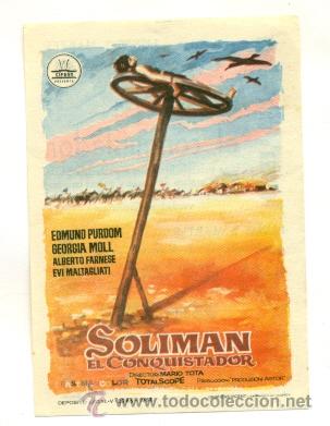 Cine: SOLIMAN EL CONQUISTADOR - PROGRAMA ORIGINAL CON PUBLICIDAD - BE - Foto 1