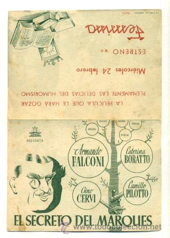 Cine: SECRETO DEL MARQUES - PROGRAMA ORIGINAL CON PUBLICIDAD - Foto 1