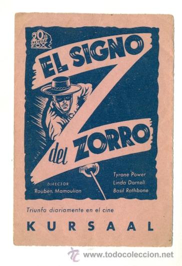 Cine: SIGNO DEL ZORRO  - PROGRAMA ORIGINAL CON PUBLICIDAD - Foto 1