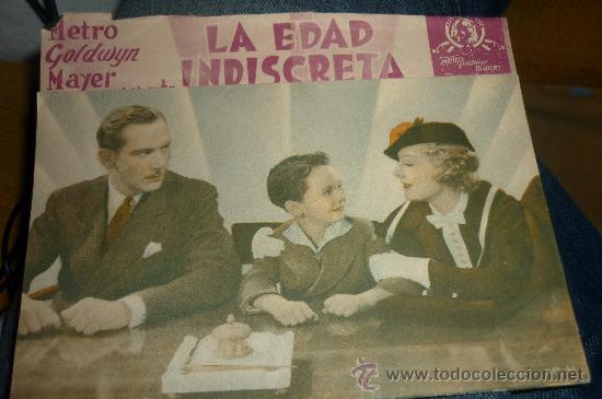 Cinema: programa  cine doble,,la edad indiscreta--peque&ntilde;as fisura en bordes se&ntilde;ales del tiempo,acedtable.