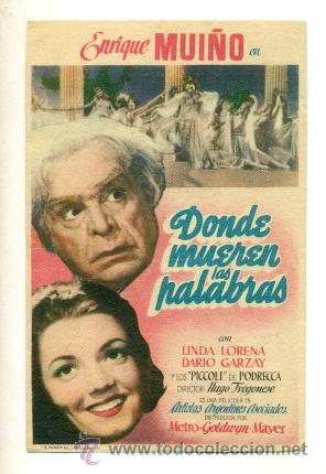 Cine: DONDE MUEREN LAS PALABRAS - PROGRAMA ORIGINAL CON PUBLICIDAD - - Foto 1