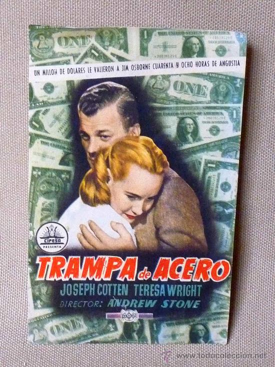 Kino: PROGRAMA DE CINE, TRAMPA DE ACERO, SIN PUBLICIDAD, ORIGINAL, JOSEPH COTTEN, TERESA WRIGHT, AAP